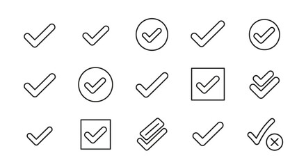 Obraz premium Collection of Check Mark Icons: Approved, Done, Yes, Correct, Selection