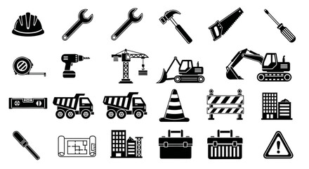 Construction Tools and Equipment Icons Set - Vector Illustration © kadal