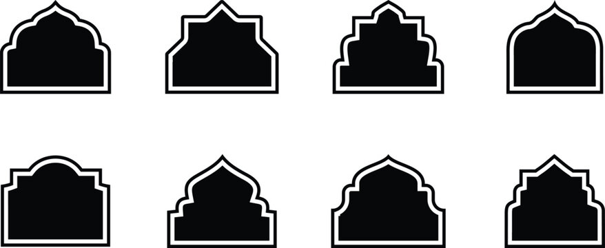 old mosque windows shape in oriental style islamic door.
