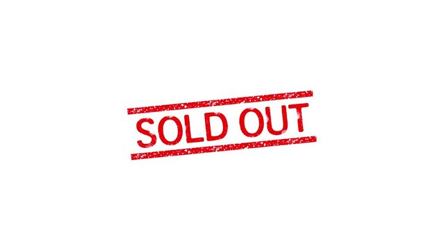 SOLD OUT rubber stamp icon animation, Animated SOLD OUT  Rubber Stamp Icon Animated, SOLD OUT Animated Red grunge rubber stamp with White Background.