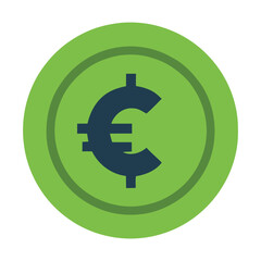 Obraz premium Euro Currency Coin Icon – European Finance Vector