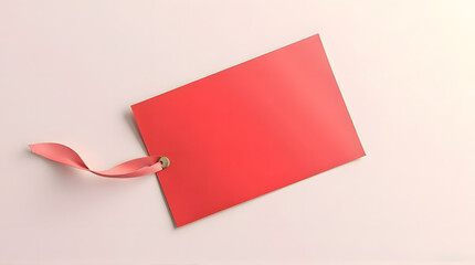 Red Blank Gift Tag Mockup