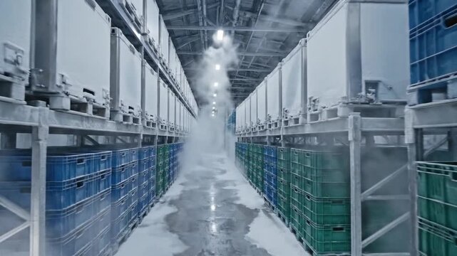 Agricultural Logistics Cold Storage Warehouse Interior Preserving Fresh Produce Within Controlled Supply Chain Environment