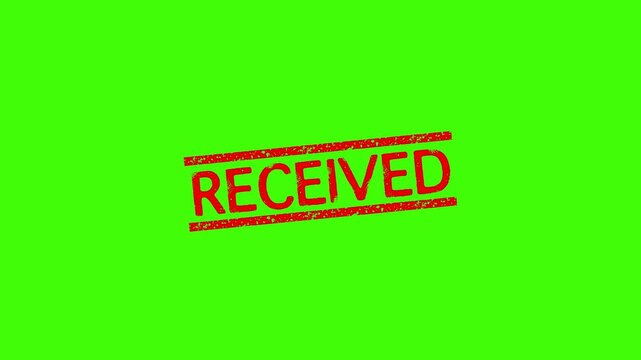 Received rubber stamp icon animation, Animated Received Rubber Stamp Icon Animated, Received  Animated Red grunge rubber stamp with Green Background.