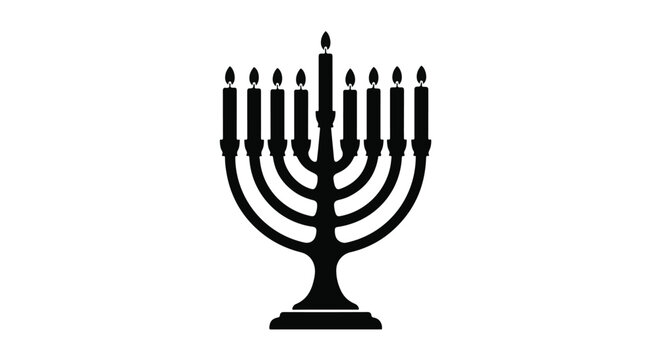 Illuminated menorah with nine branches, symbolizing faith and tradition.