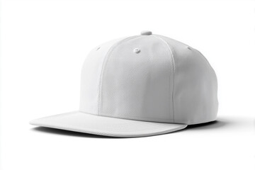 Fototapeta premium Stylish men's snapback hat with minimalist branding on a white background.