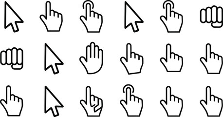 Digital Interaction Icons: A collection of meticulously crafted digital interaction icons, presenting a sleek and minimalist design for website and app. 