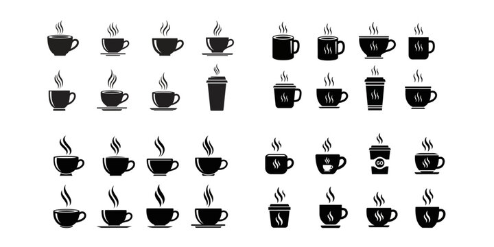 Clean and modern coffee shop logo set isolated on white  background