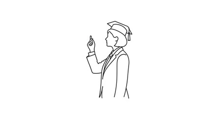 Obraz premium A young doctor holding a flame in his hand in a simple illustration style