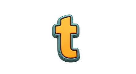 Obraz premium Orange 3D Lowercase Letter 't' with Dark Outline