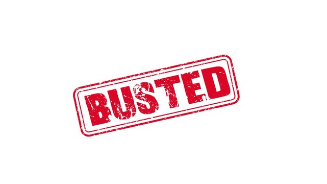 Busted Rubber stamp text Animation, Text stamp animation, Busted stamp 4k animation. Busted Stamp Animation on Red White Background.