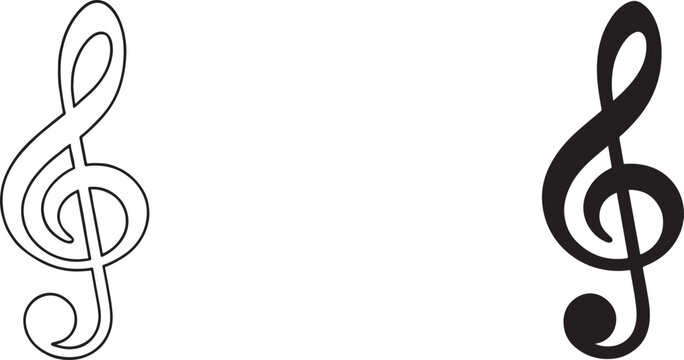 Treble clef icon isolated on white background. Simple black music symbol vector.