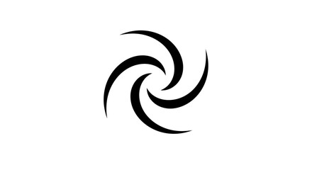Fototapeta premium Abstract Swirl Symbol, Black Spiral Shape on White Background, Dynamic Motion Concept
