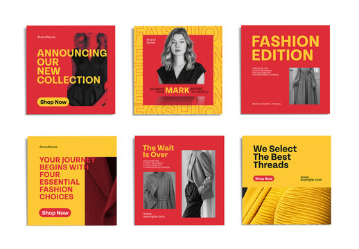 Bold Red and Yellow Fashion Sale Social Media Post Template