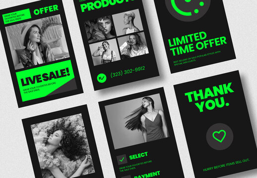 Bold Black and Neon Fashion Sale Social Media Post Pack