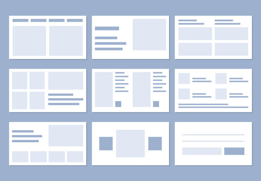 Clean Minimal Website Wireframe Layout Set