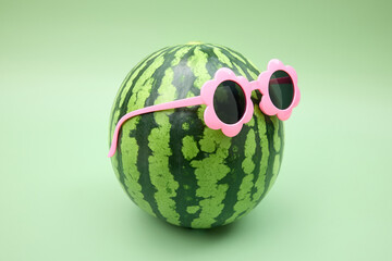 Watermelon Wearing Pink Flower Sunglasses