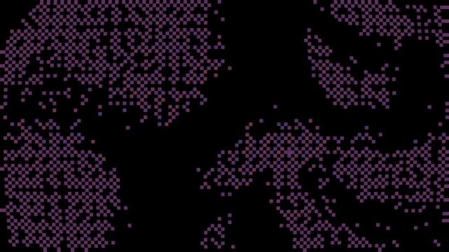 Seamless 8 bit Glitch Pattern in Purple and Black with Distorted Squares for Y2K, Futuristic Aesthetic
