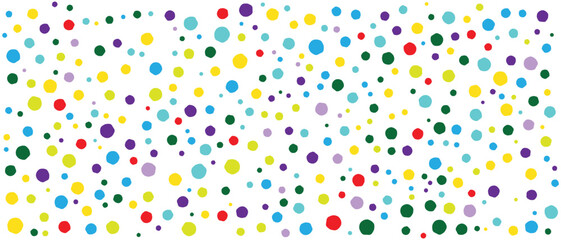 Colorful Hand Drawn Polka Dot Background, Vibrant Irregular Round Circles Pattern, Playful Abstract Vector Illustration Isolated on White for Nursery and Party Design