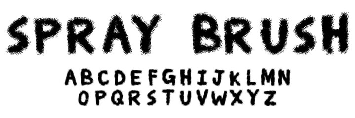 Spray brush style font alphabet vector for urban street apparel. Ideal for symbolizing rebel youth culture, underground graffiti, and edgy modern typography. © Taliax