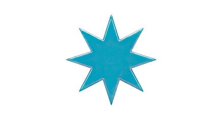Obraz premium Shiny Blue 8-Pointed Star on White Background