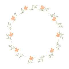 Fototapeta premium Hand drawn floral frames with flowers. Wreath. Elegant logo template. Vector illustration for labels, branding business identity, wedding invitation