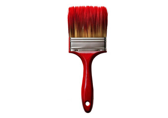 Red paint brush isolated on transparent or white background