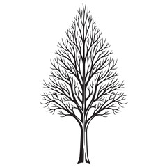 Obraz premium Bare Tree Silhouette Vector – Leafless Winter Woodland Outline Illustration