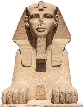 Statue of ancient Egyptian pharaoh Thutmose III Isolated on Transparent or White Background