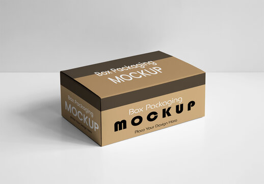 Box Packaging Mockup for Product Delivery and Branding on Plain Surface