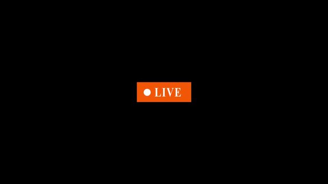 Live text icon animation on black background,neon live chat text 4k video animation,live video broadcasting icon animation.