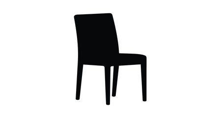 Simple black silhouette of a modern dining chair on a white background