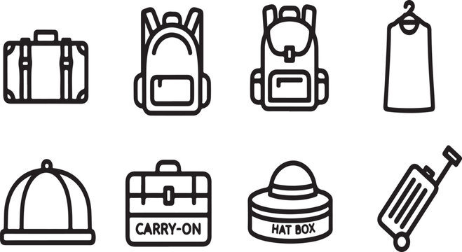 Assorted travel bags and luggage for various journey needs and preferences Vector