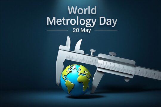 World metrology day concept with caliper measuring globe illustration
