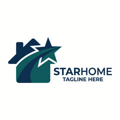 Obraz premium A motivational logo encapsulating home and aspiration themes, featuring a house and star design, perfect for real estate and inspirational branding.