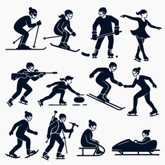 Fototapeta premium Winter Sports Silhouettes vector illustration