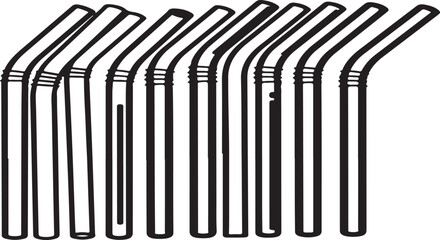 Obraz premium A set of twelve shiny, stainless steel bent kitchen utensils Vector