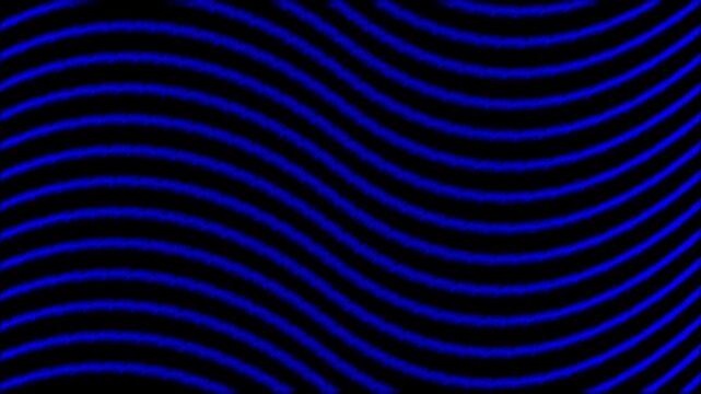 Abstract blue textured wavy lines on black background, modern digital scribble pattern loop