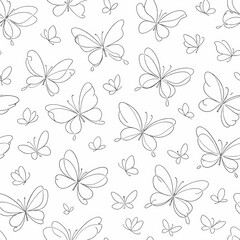 Minimal Butterfly Line Art Seamless Pattern