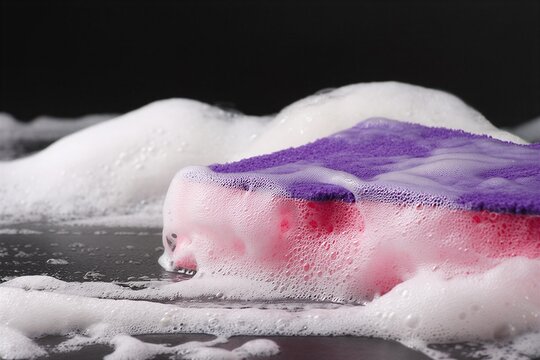 A close-up view of a sponge soaked in water amidst a snowy landscape