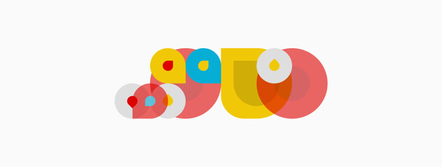 Fototapeta premium Colorful overlapping circles create abstract design. Shapes vary sizes, hues, forming playful composition. Minimalist aesthetic, bright palette.