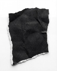 Obraz premium Torn Piece of Black Paper Isolated on White Background with Rough Edges and Minimal Contrast for Creative Design Use
