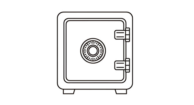 Minimal vector illustration of a secure safe vault with dial and lock.