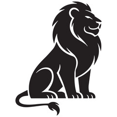 Fototapeta premium Majestic lion silhouette sitting proudly in powerful stance