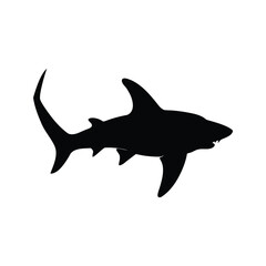 Silhouette of a shark swimming in the ocean, vector illustration design, hammerhead shark silhouette vector illustration