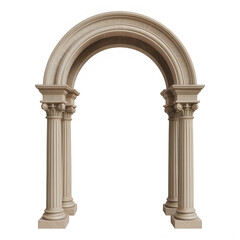 Naklejka premium Classical stone archway with fluted columns isolated on a transparent background