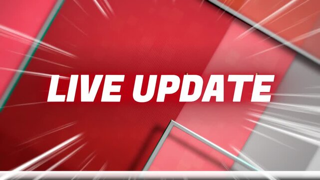 Live update, urgent news, important information, real-time, breaking report, dynamic background, speed lines, red color, modern, communication, announcement