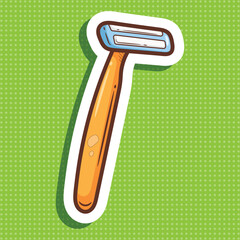 Obraz premium Cute HandDrawn Flat Sticker of an Orange Disposable Shaving Razor Vector Art