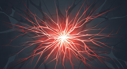 Abstract representation of intense neural pain or energy bursting from a central point
