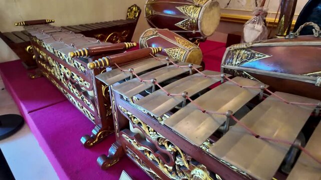 Collection of Gamelan Instruments in a Row